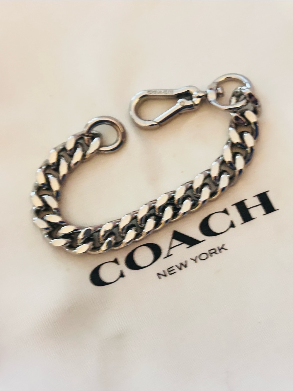 RARE Coach Signature Small Silver Tone Chain Keychain/ Bag Charm - Picture 7 of 13